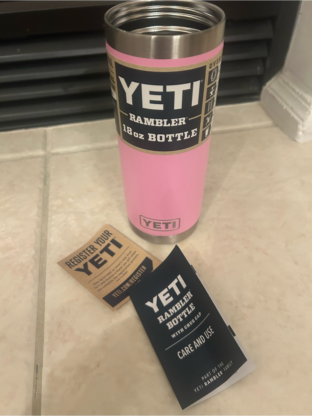 💕💕 YETI 18 oz. Rambler Bottle with Chug Cap New Color Power Pink!! - Picture 11 of 11
